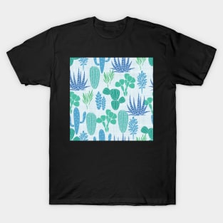 Cactus Garden Blue and Green T-Shirt